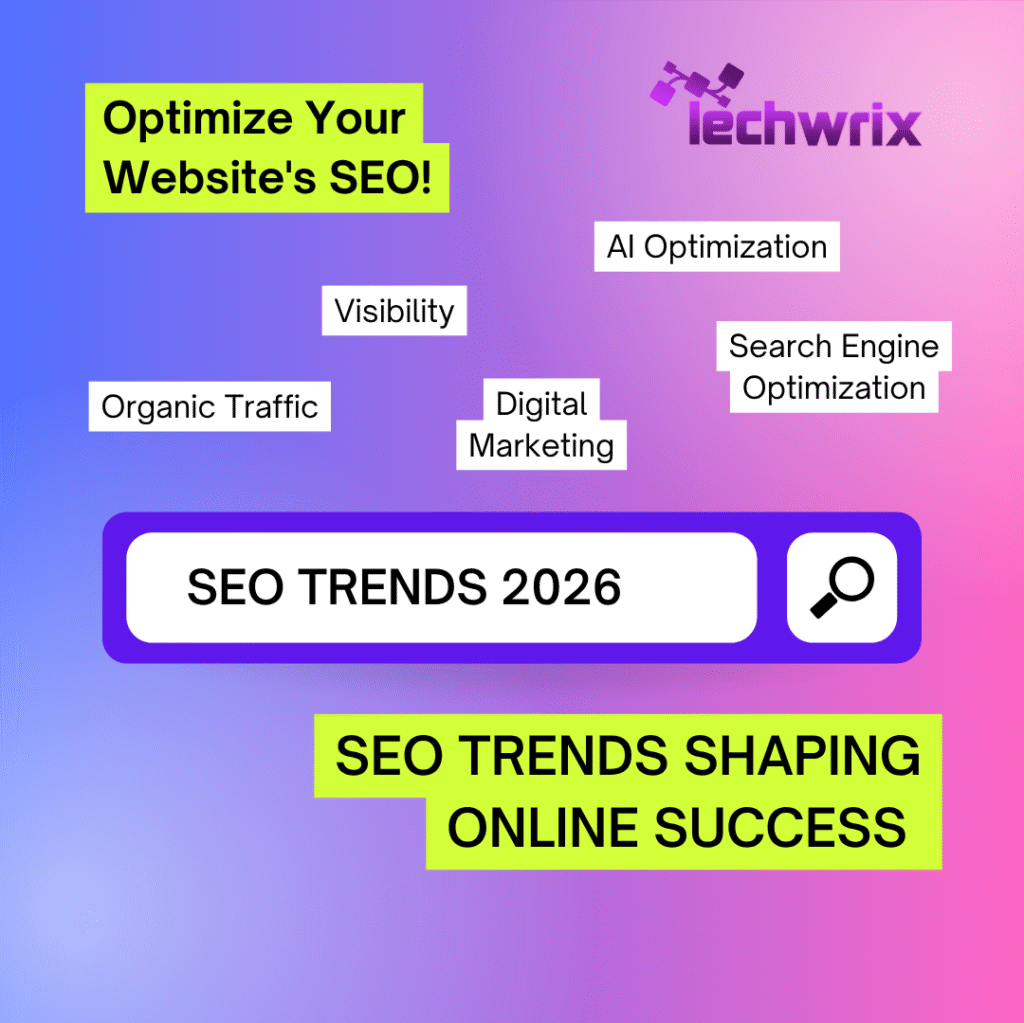 "Infographic illustrating top SEO trends for 2026, featuring AI search, voice optimization, E-E-A-T signals, and zero-click strategies in a timeline layout with icons and stats." [conversation_history] (98 characters)